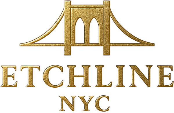 Gold logo with 'ETCHLINE NYC' text on a white background