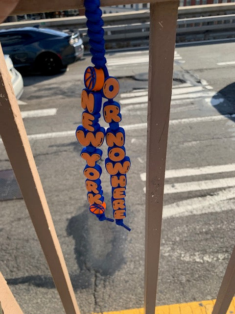 Orange and blue New York Or Nowhere paracord charm keychain